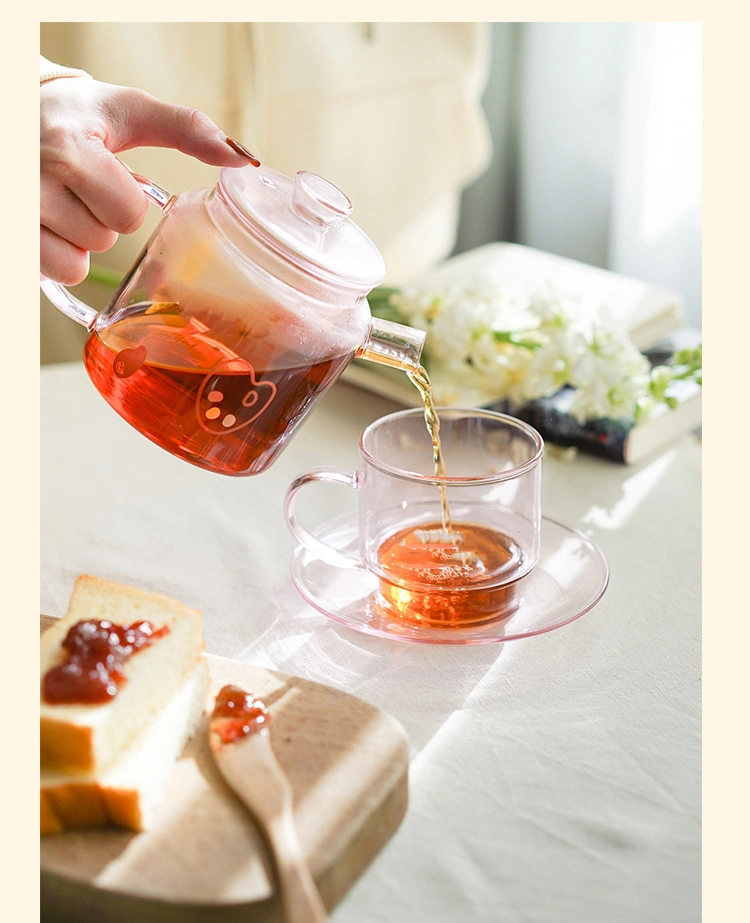 Wholesale Handmade High Borosilicate Clear Glass Teapot Set Custom Tea Pot Glass with Infuser Glass Tea Set