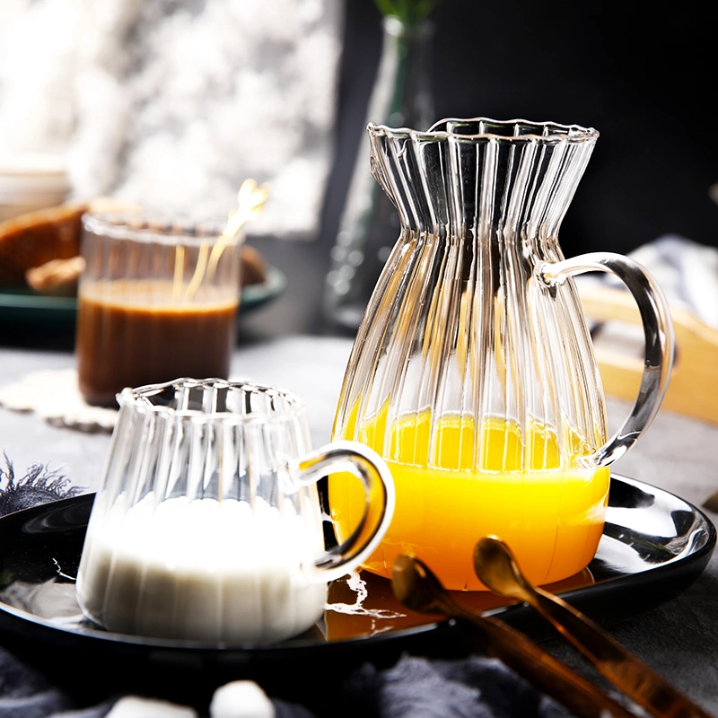 High Borosilicate Glass Fair Cup Stripe Glass Milk Cup Tea Infuser Tea Splitter Household Glass Kettle Glass Coffeepot