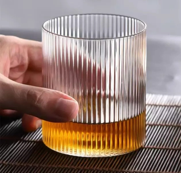 Breakfast Cup Heat-Resistant Glass Water Glass Whiskey Glass Japanese Style Ribbed Cup Vertical Stripes Wine Hot Selling Classic