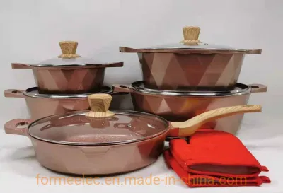 Ensemble d'ustensiles de cuisine 12 pièces, poêle à frire, casserole, matrice en aluminium