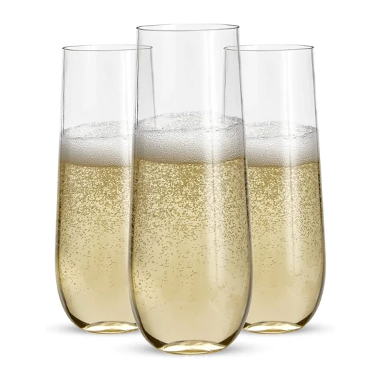 Amazon tendance cadeaux promotionnels clair vin cristal Cocktail Champagne flûtes en plastique avec bordure dorée