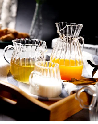 Tasse de foire en verre Borosilicate à haute teneur en verre à rayures, tasse à lait, infuseur à thé, séparateur de thé, bouilloire en verre domestique, cafetière en verre