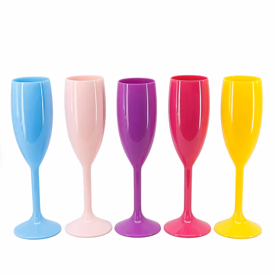 Garde alimentaire en gros LED sans BPA Flûte à champagne en plastique avec logo personnalisé