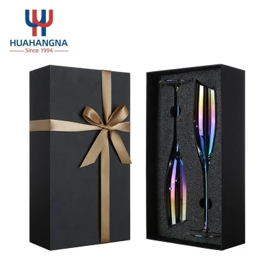 Verres à Champagne et flûtes à Champagne en verre cristal irisé avec Logo personnalisé de luxe, coffret cadeau pour fête de mariage