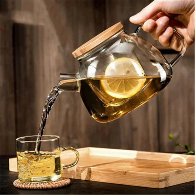 Pot en verre transparent à haute teneur en Borosilicate, pour eau froide, pour jus de boisson, avec poignée et couvercle